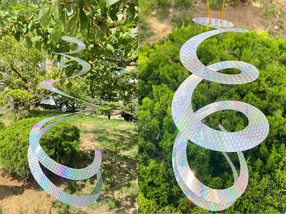 Nastro Riflettente a Spirale Anti Uccelli Nastro Repellente Acustico per Uccelli Repellente per Volpi Piccioni Nastri a Nastro per Controllo Parassiti