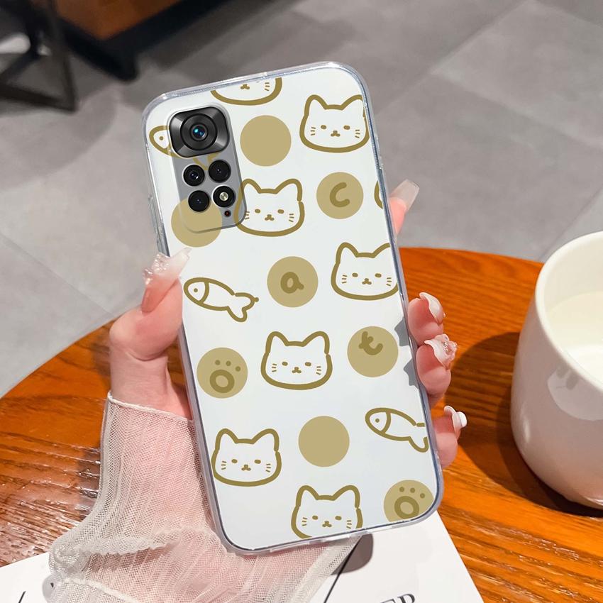 Para Redmi Note 11 11S 11T 12 12S Pro Plus Turbo Capa de Telefone Padrão de Laço Rosa Bonito Silicone Transparente de Alta Qualidade Capa Antiderrapante Para Carcaça Redmi