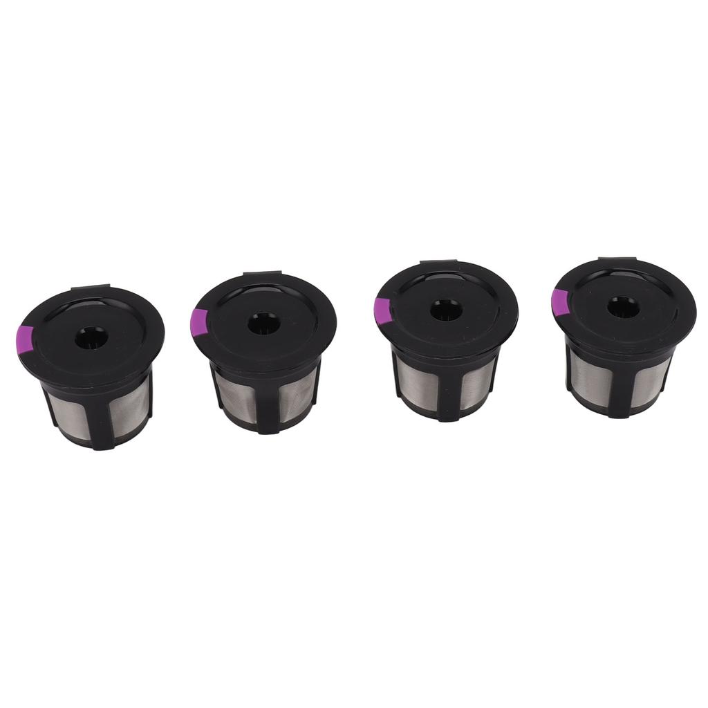 4pcs Reusable Coffee Pods Eco Friendly Reusable Coffee Filter Refillable Coffee Filters with Brush White Spoon