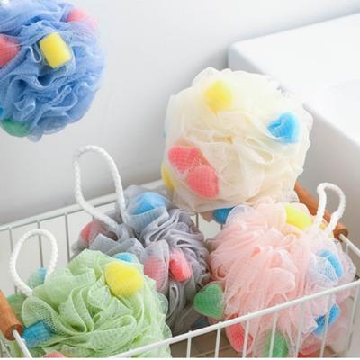 Badrumstillbehör Kroppsskrubb Rengöringsboll Blomma Skrubbande Duschskum Nät Svamp Ryggborste Svampar Spa Exfolierande Badboll
