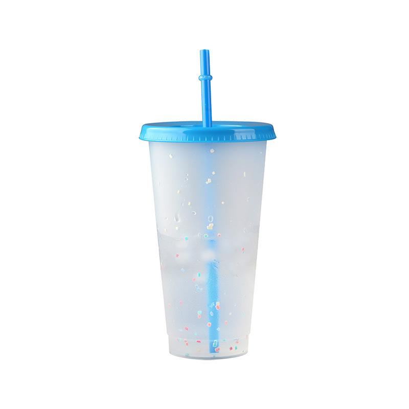 Color Changing Tumbler with Lids and Straw Reusable for Cold/Hot Drink Confetti Pattern Cup for Adults & Kids 701-800ml WWO66