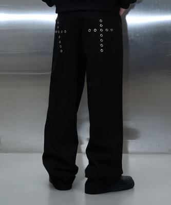 Pichibeullaeg Eyelet Cross Pocket Pants (Black)