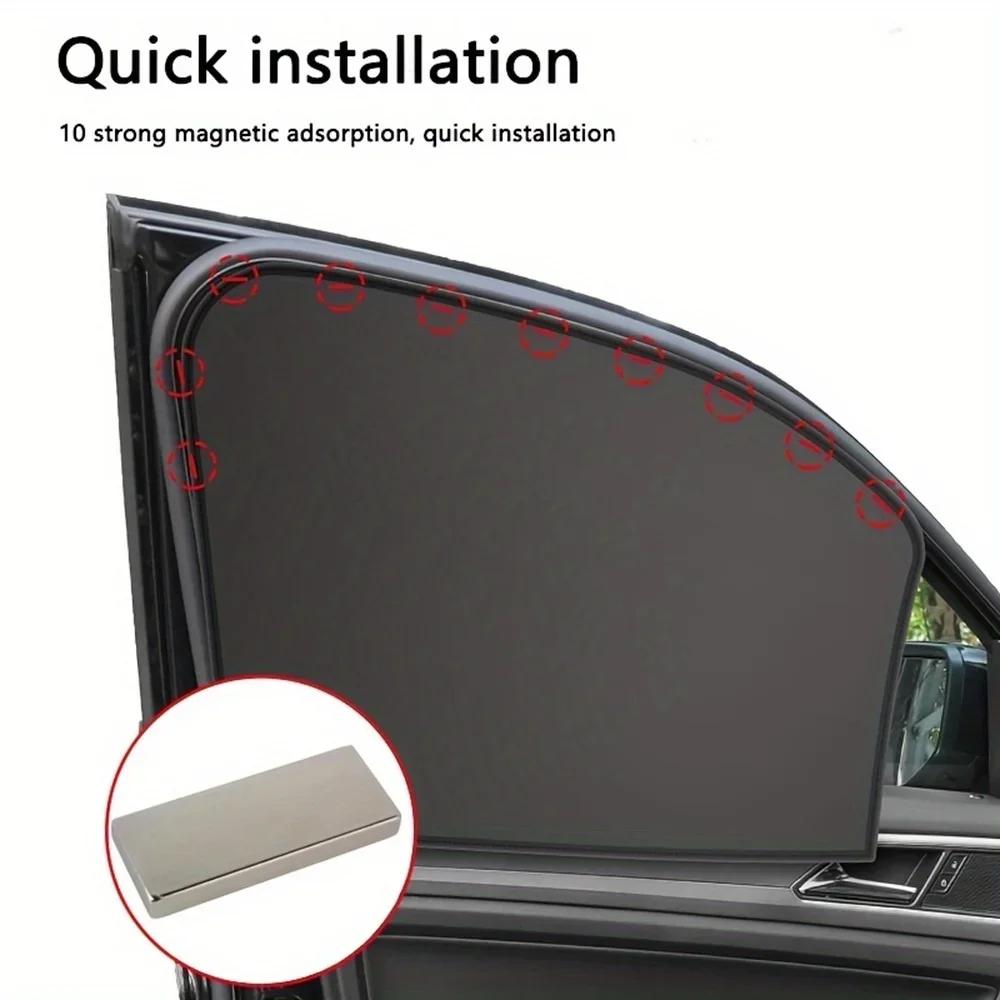 Car Sunshade Curtains - Universal Side Window Shades Foldable Magnetic for Front Rear Summer Protection