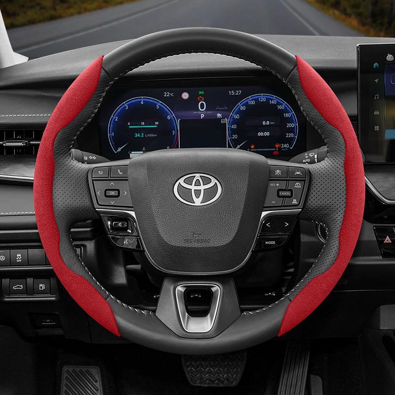 Suitable for Toyota Anti-Slip Buckle Segmented Suede Steering Wheel Cover Suitable for Yaris Auris Chr Corolla Rav4 Hilux Wish Roomy Aqua Probox Prius