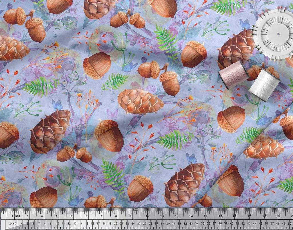 Soimoi Tessuto Crêpe di Poliestere Nero Albicocca|Pigna e Nocciola Decor Tessuto Stampato BTY 42 Pollici