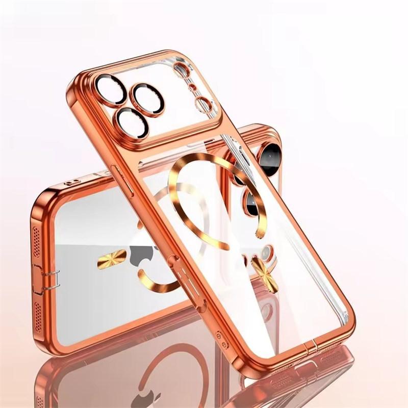 17Pro Cases Dust Plug Eletroplate Soft TPU Magsafe Case for iPhone 17 16 15 Pro Max 17 Pro Max Clear Silicone Cover