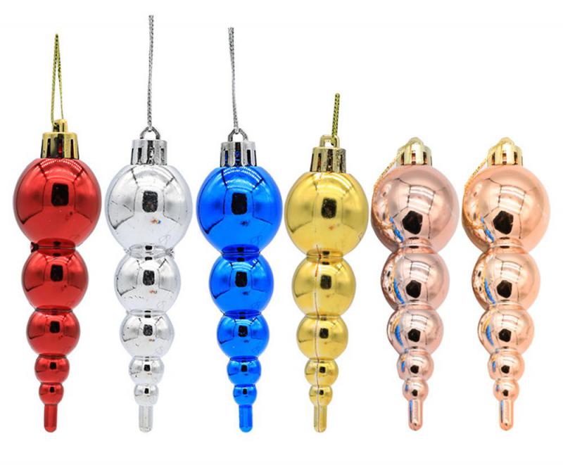 6pcs/box Christmas Tree Pendant Red Star Candy Snowflake Xmas Ball Ornament New Year 2025 Home Decoration Noel Gift Navidad 2024