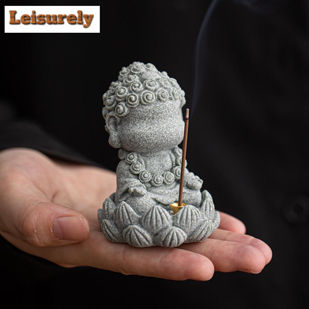 Chinese Green Sand Stone Incense Burner Four Not Small Buddha Fragrance Insert Decoration Office Desktop Aromatherapy Holder