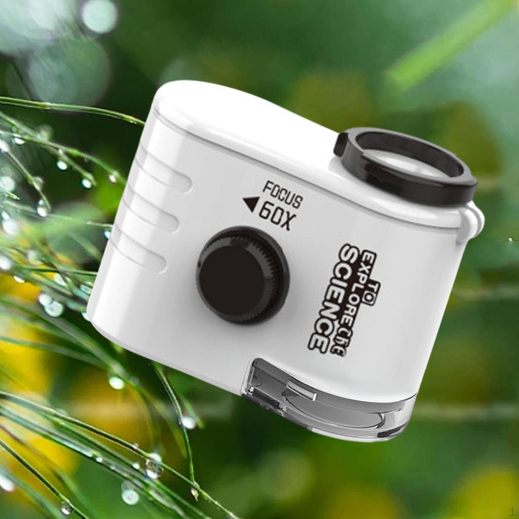 Mini Mikroskop Læringsleke 60x Vitenskapsleke,Liten,LED-belyst,Lomme