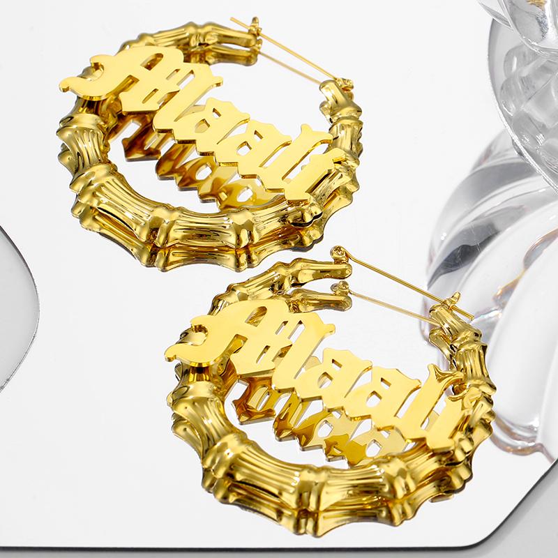 Customized Name Earrings Stainless Steel Hoop Earrings European and American Fashion Unique Women's Jewelry Valentine's Day Gift