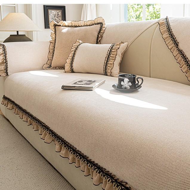 

French Sofa Cushion New Four-Season Universal Chenille Straight Row Seat Cushion Light Luxury High-End Cover Cloth 70*70cm