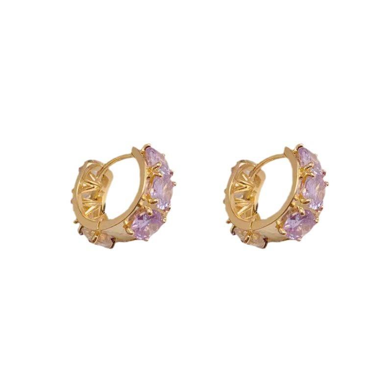 New Trendy Black Zircon Double-sided Ring Ear Buckles, Design Temperament Light Luxury High-end Earrings Earrings