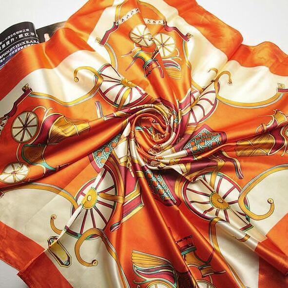 90*90cm Luxury Brand Women Silk Scarfs Van Gogh Painting Square Scarves Spring Summer Shawls For Ladies