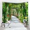Lentebloemen Houten Hek Tapijt Natuur Roze Roos Planten Bloemenmuur Hangend Tuinraam Natuurlijk Landschap Doek Woondecoratie