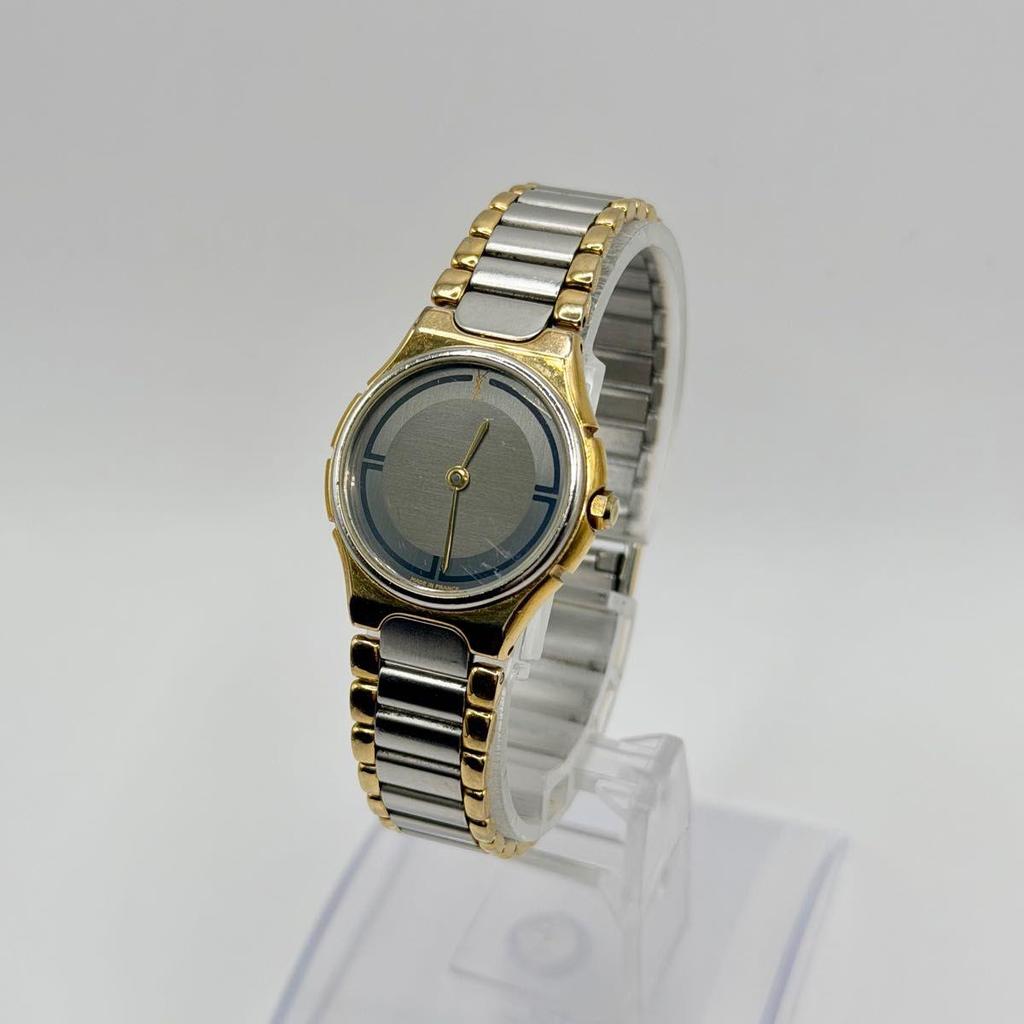 Used YVES SAINT LAURENT Yves Saint Laurent QZ Gray Dial Watch Combi