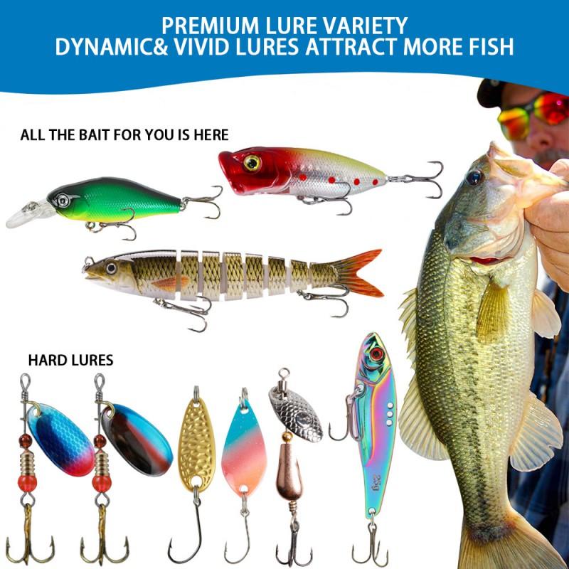 12-Piece Multi-Layer Soft Lure Set With Metal Blade Swimbait Crankbait Topwater Freshwater Saltwater Fishing