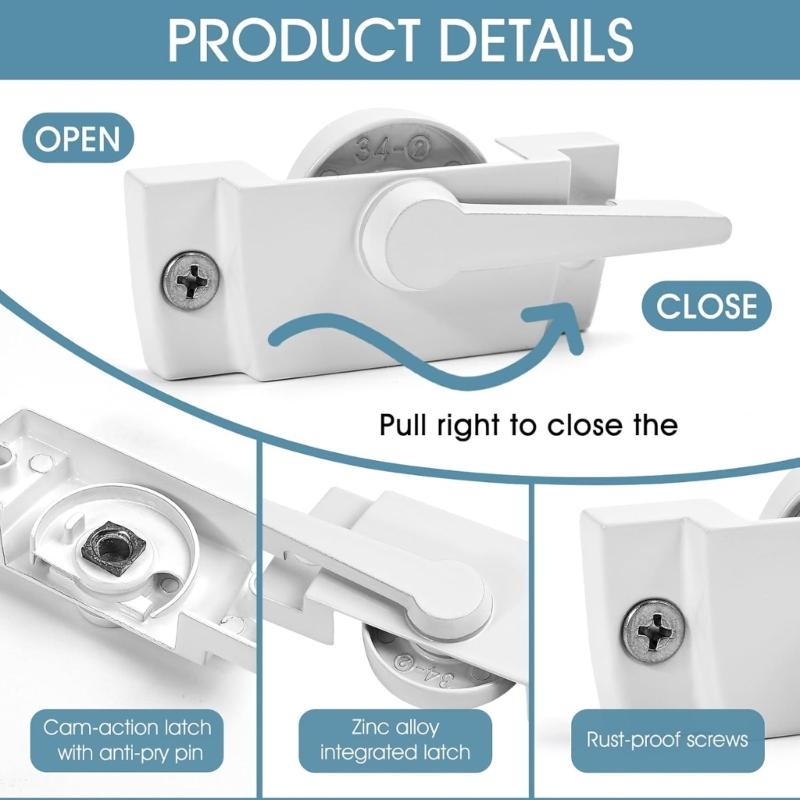 3Pcs Sash Lock Sliding Window Replacement Lock Window Latches Sliding Window Hardware for Additional Home Security