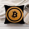 Housse de coussin Bitcoin Cryptomonnaie Btc Peluche Courte Soie Fermeture Éclair Invisible Anti-poussière Housse de Coussin de Canapé Pour Décoration Intérieure