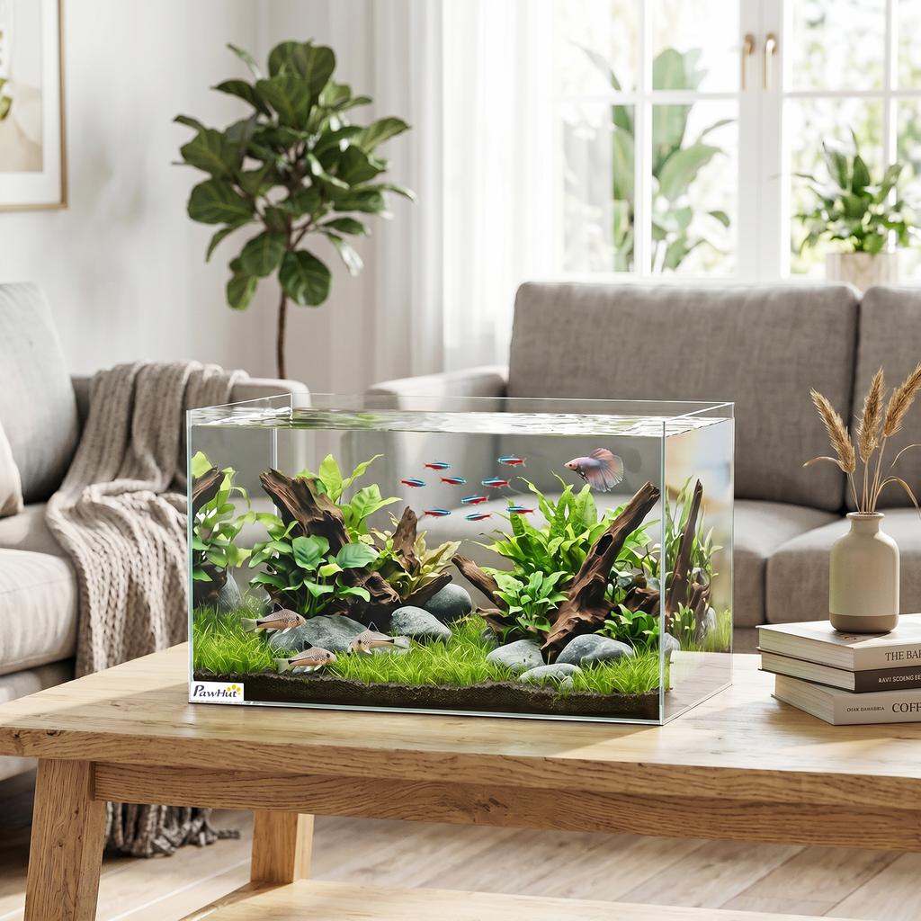 Fish Tank Bare Glass for DIY Glass Aquarium with Protective Base Mat 43L Transparent for Fish Shrimps