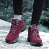 Women's winter snow boots plush warm cotton shoes wear-resistant large size windproof sports outdoor lace-up short boots women's boots