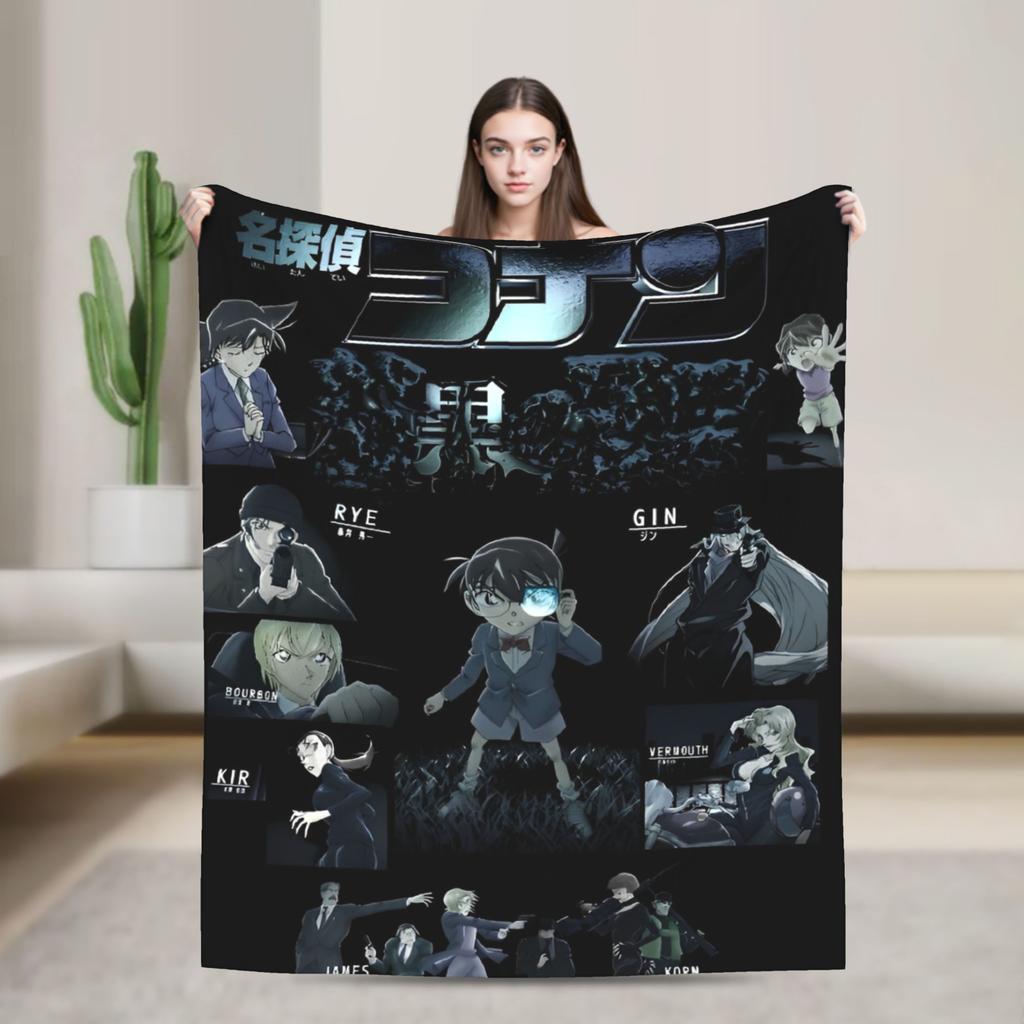Vintage 90s Detective Conan Anime Blanket Kuroba Kaito Fuzzy Vintage Soft Throw Blankets Bedding Lounge Spring/Autumn Outdoor