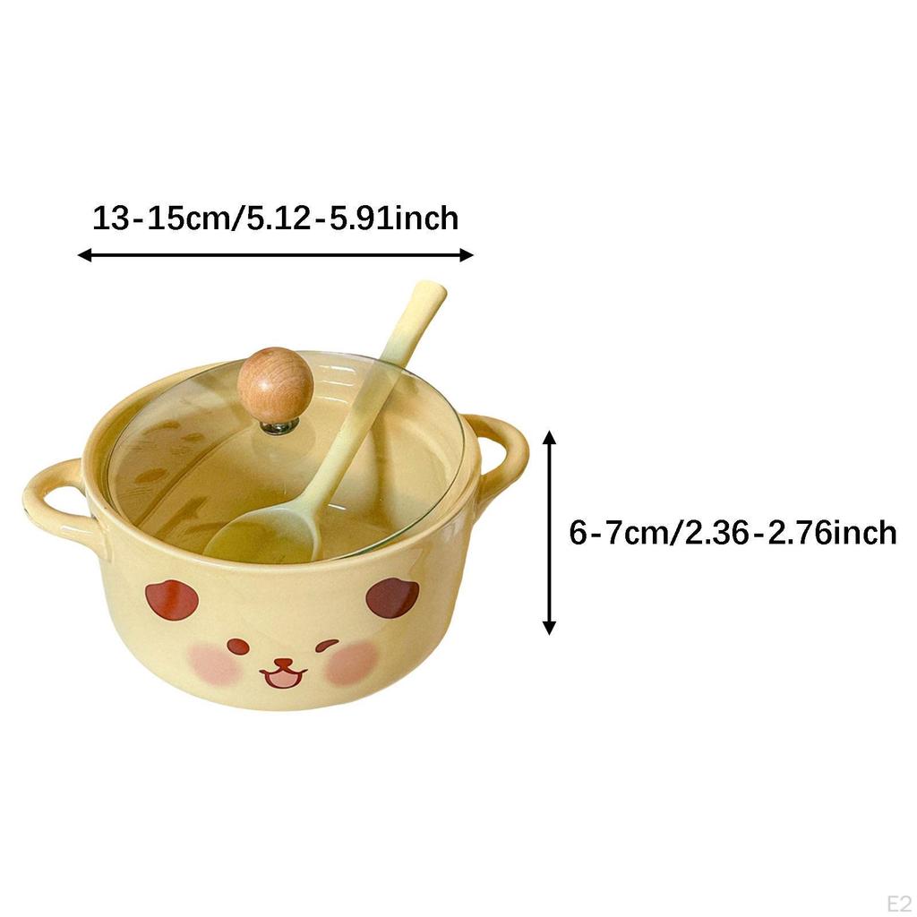 Ceramic Ramen Bowl with Lid, Soup Pot , Cute Design for Home, Student Dorm, Gift, Office