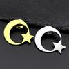 Muslim Islamitische Maan en Ster Broche Spelden voor Vrouwen Mannen Roestvrij Staal Goudkleurig Pentagram Borstspeld Amulet Sieraden Cadeau