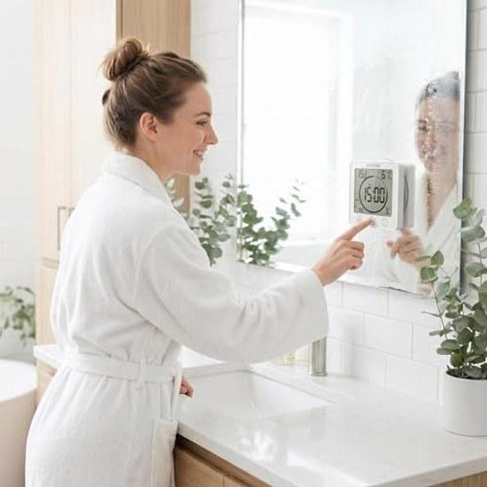 Digital clock waterproof splash-proof type timer temperature humidity meter half-body bath thermometer hygrometer heat stroke wall-mounted tabletop
