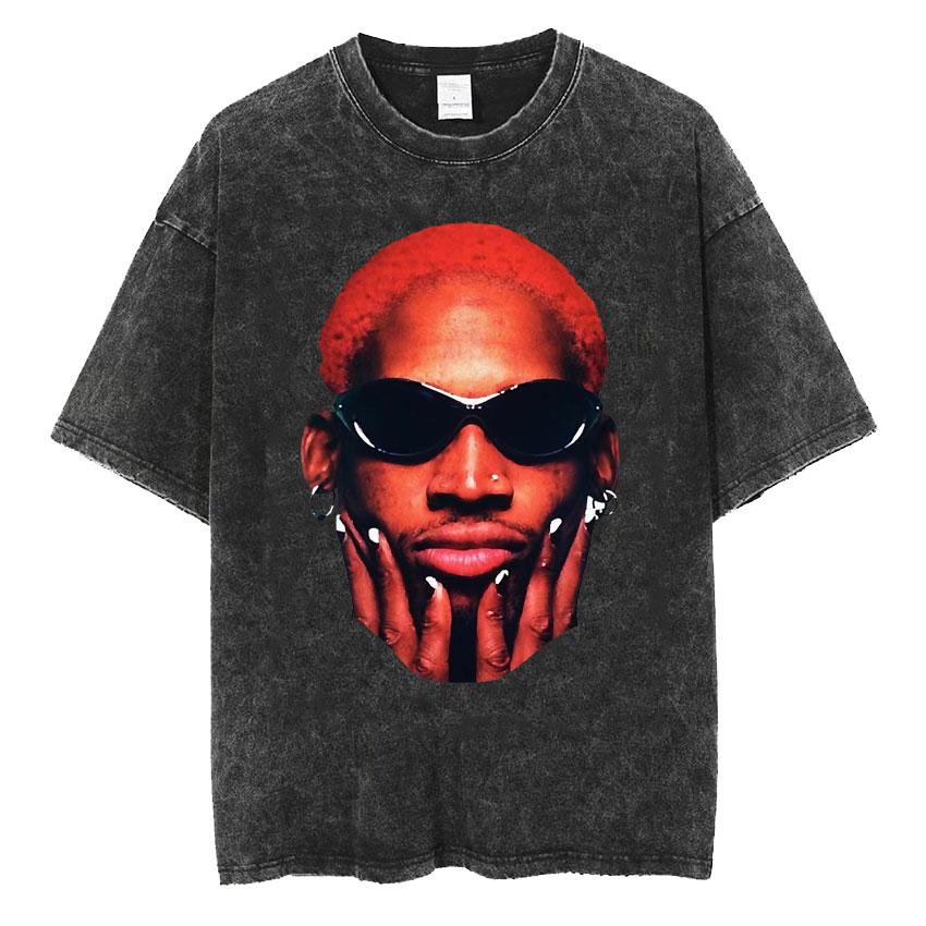 New Arrival Mens Clothes Washed Tee Shirt TShirts Men Tshirt for Men Ropa Hombre Dennis Rodman Classic Rare Black Homage