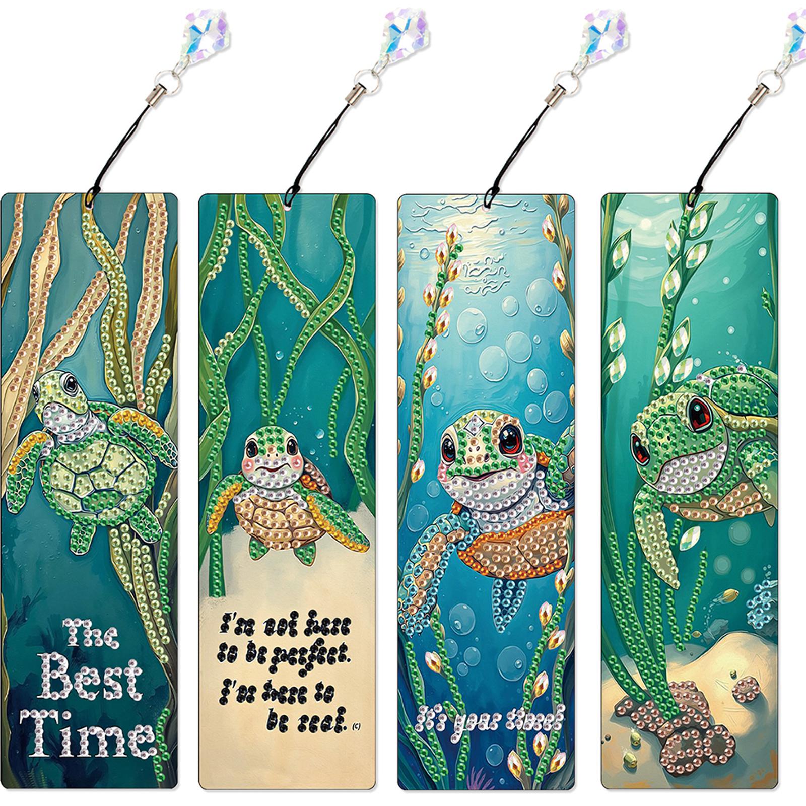 

4Pcs Special Shape Sea Turtle Diamond Painting Bookmark Diamond Painting Bookmark Making Kit Diamond Art Bookmark with Pendant