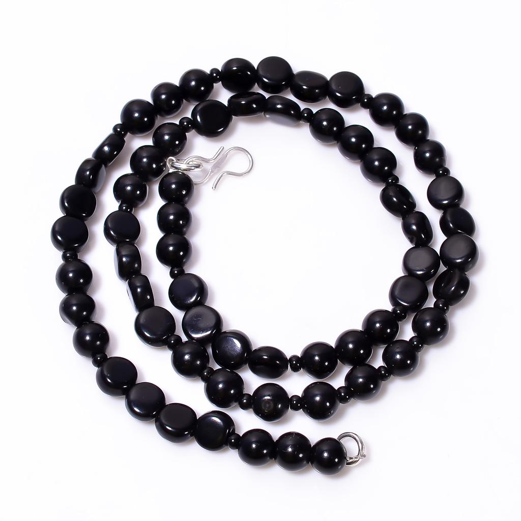 AAA+ 100% Natural Black Onyx Mix Shape Gemstone Smooth Beads Necklace 4-7 mm 18" UB-8659