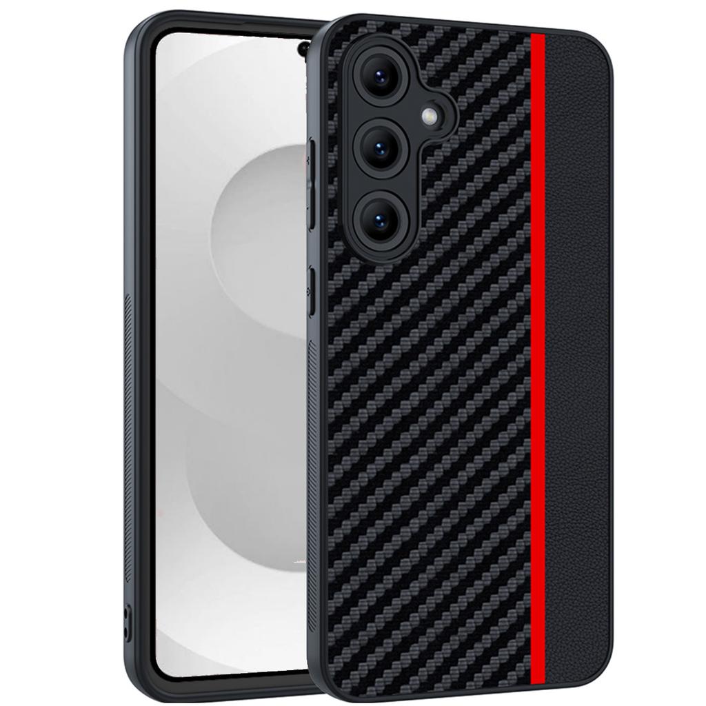 For Samsung Galaxy S26 Case Leather + PC Hard Phone Cover Carbon Fiber Texture