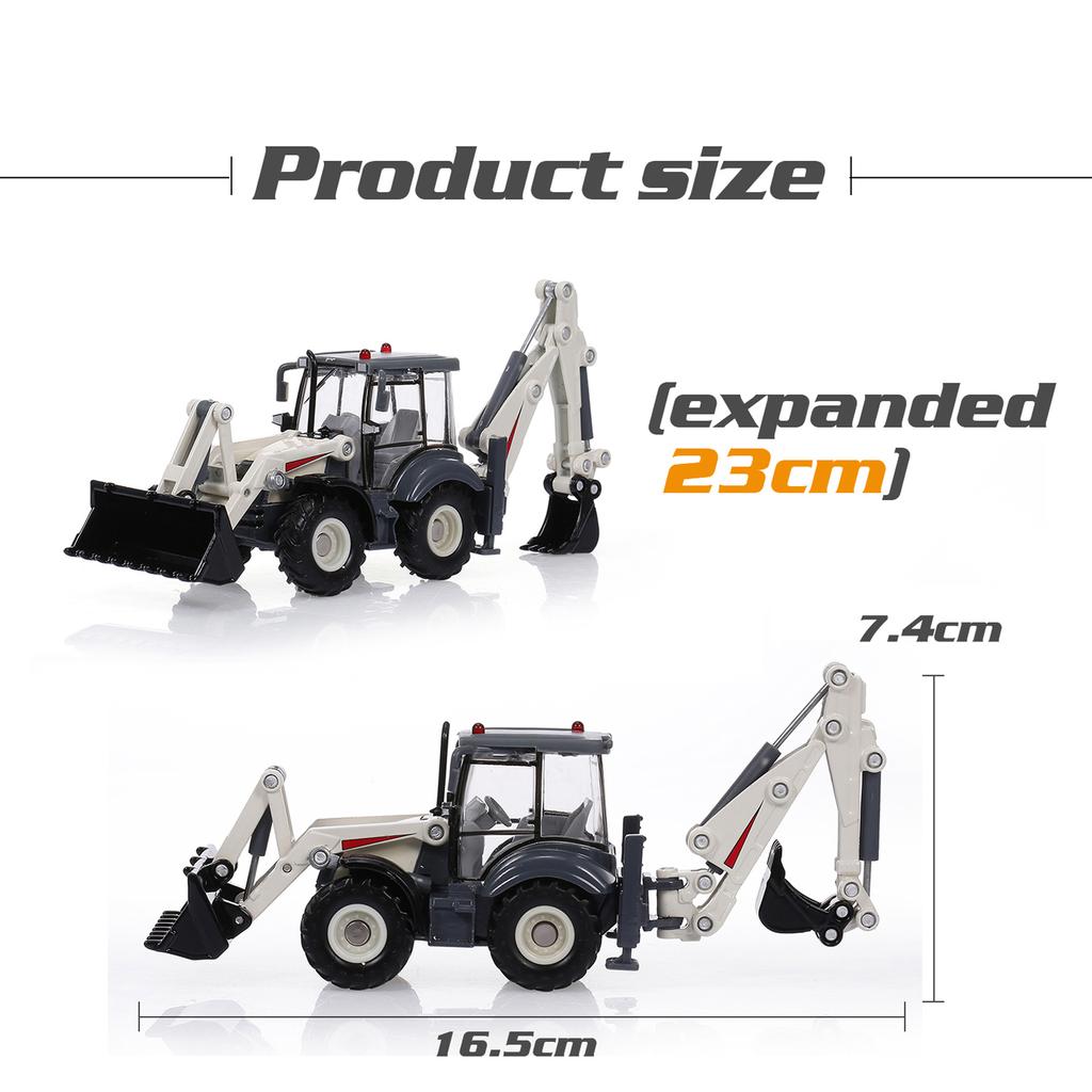 Alloy Diecast Excavator 1:50 4 Wheel Shovel Loader Two-way Forklift   Backhoe Loader Truck Model For Kids Gift Toys