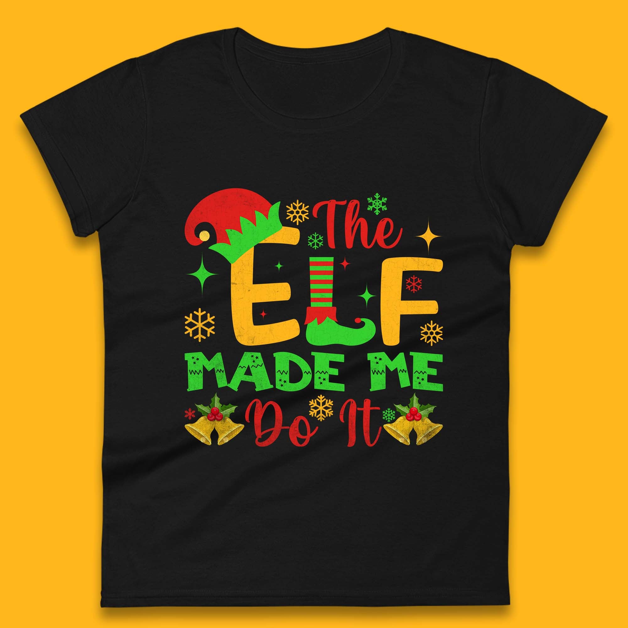 

The Elf Made Me Do It Christmas Elf Womens T Shirt Mens Tops Tees Unisex M