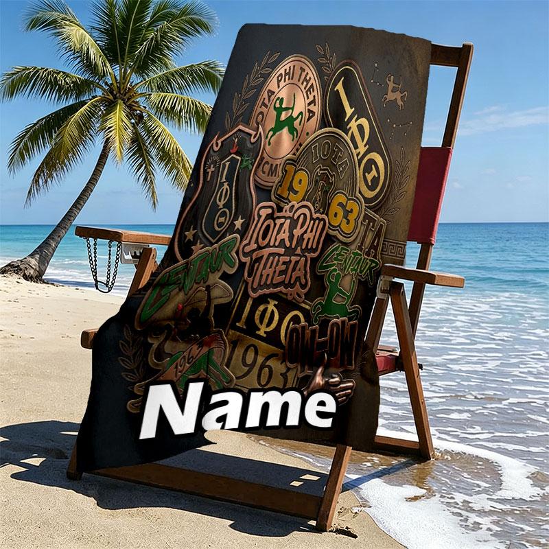 Custom Name Personalized Alpha Kappa Alpha Print Beach Towel, for Trip Camping Beach Party Home Decor, Birthday Gift for Family & Friends