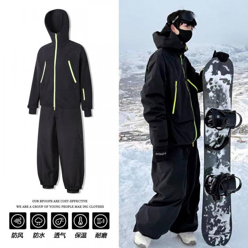 Unisex Ski Suit Set Waterproof Windproof Snow Pants Jacket Two-Piece Outdoor Winter Sport Gear Men Women