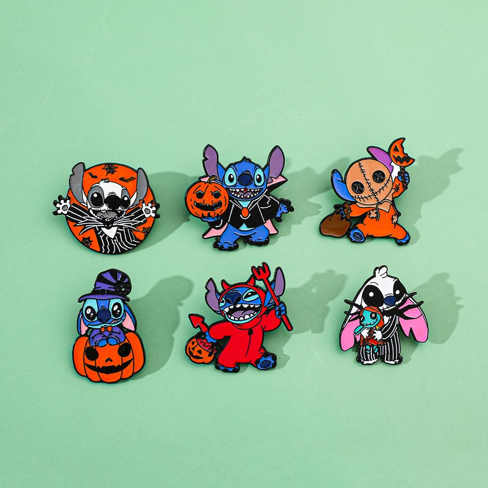 Cute Creative Personality Halloween Look Stitch Brooch Star Baby Character Metal Badge Accessories