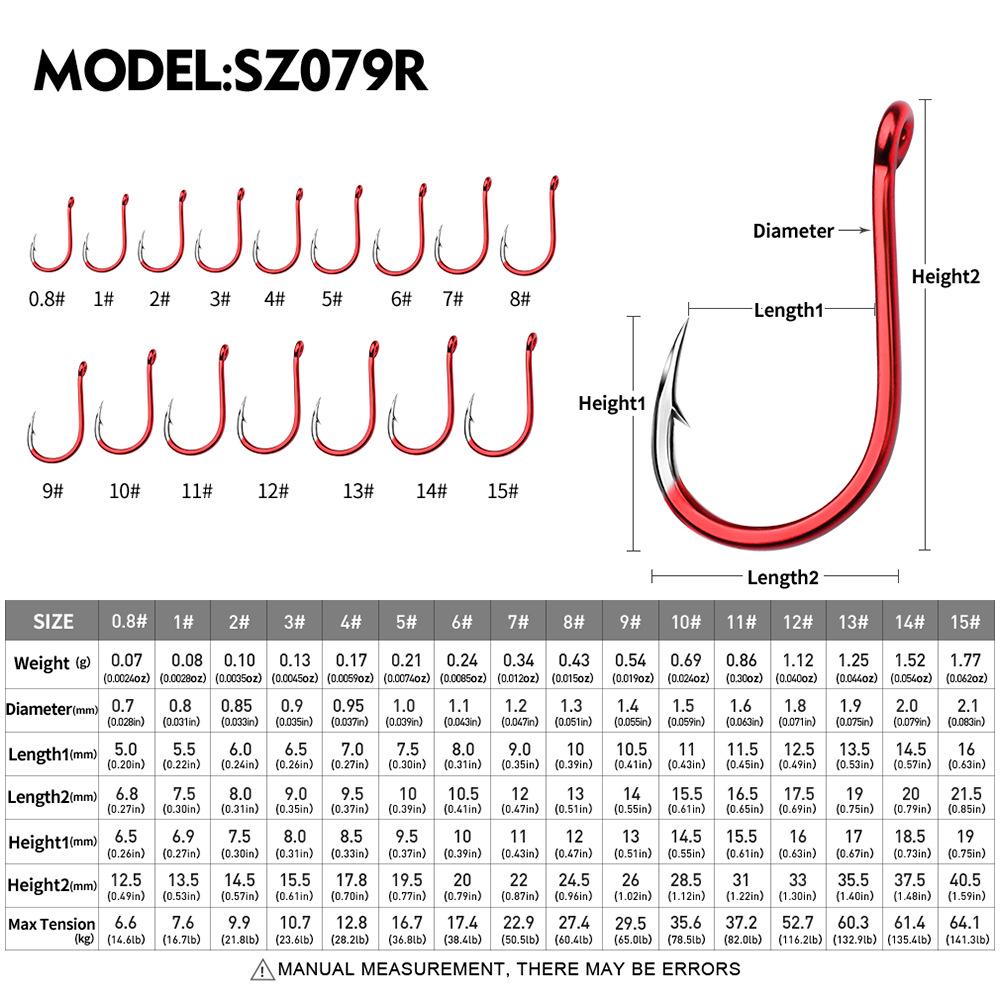 Cârlig de Pescuit Marin Luminos cu Barbă, Rezistent la Rugină, cu Ochet pentru Pescuit la Pește Mare și Pescuit la Stânci