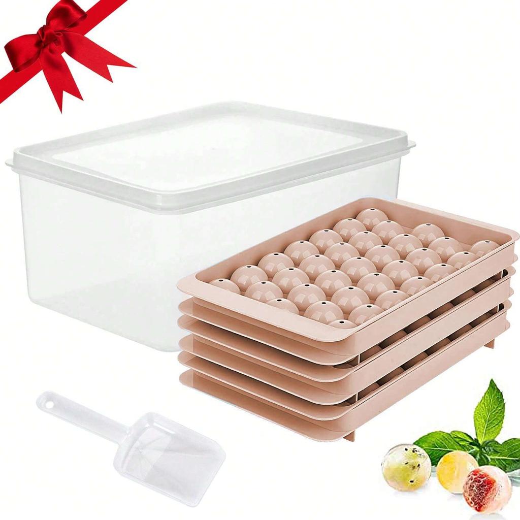 Round Ice Cube Tray Set 3 Trays 1 Ice Bin And Scoop Upgraded Ice Trays Circle Ice Cube Mold Tray for Cocktail Whiskey Coffee