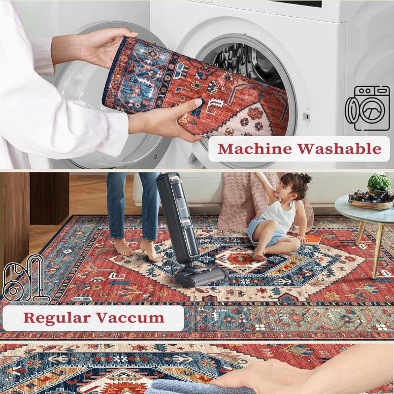 Bohemian Style Runner Rug Retro Light Luxury Kitchen Carpets Fashionable Creative  Machine Washable Non-slip Corridor Mats Tapis
