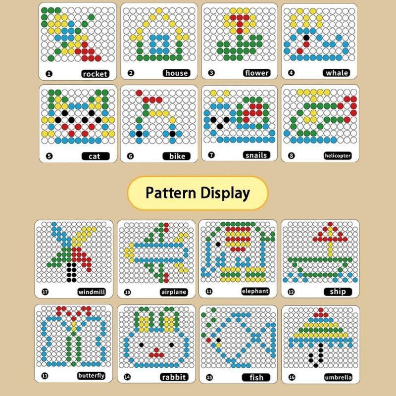 Cartoon Magnetic Drawing Board, Bear Dot Art Design, ABS Cartoon, Interactive Bead Pen Art with Pattern Guide, Home Creative Board