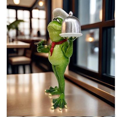 Frog Chef Statue Artificial Ornament Collectible Animal Figurine Tabletop Centerpiece for Desktop