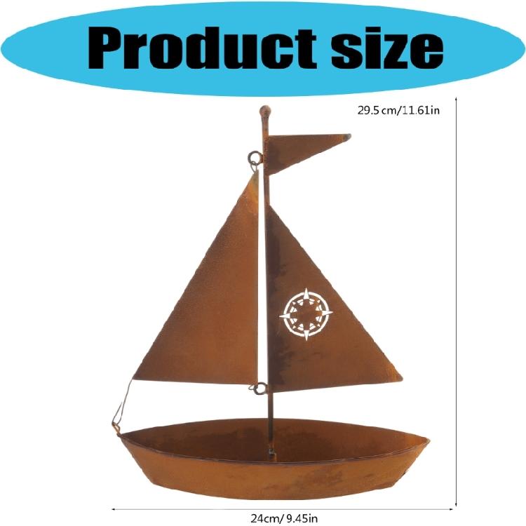 Versatile Metal Sailboats Flower Pot Artistic Sailboats Shape Alloys Planter for Home Office Or Garden Decoration