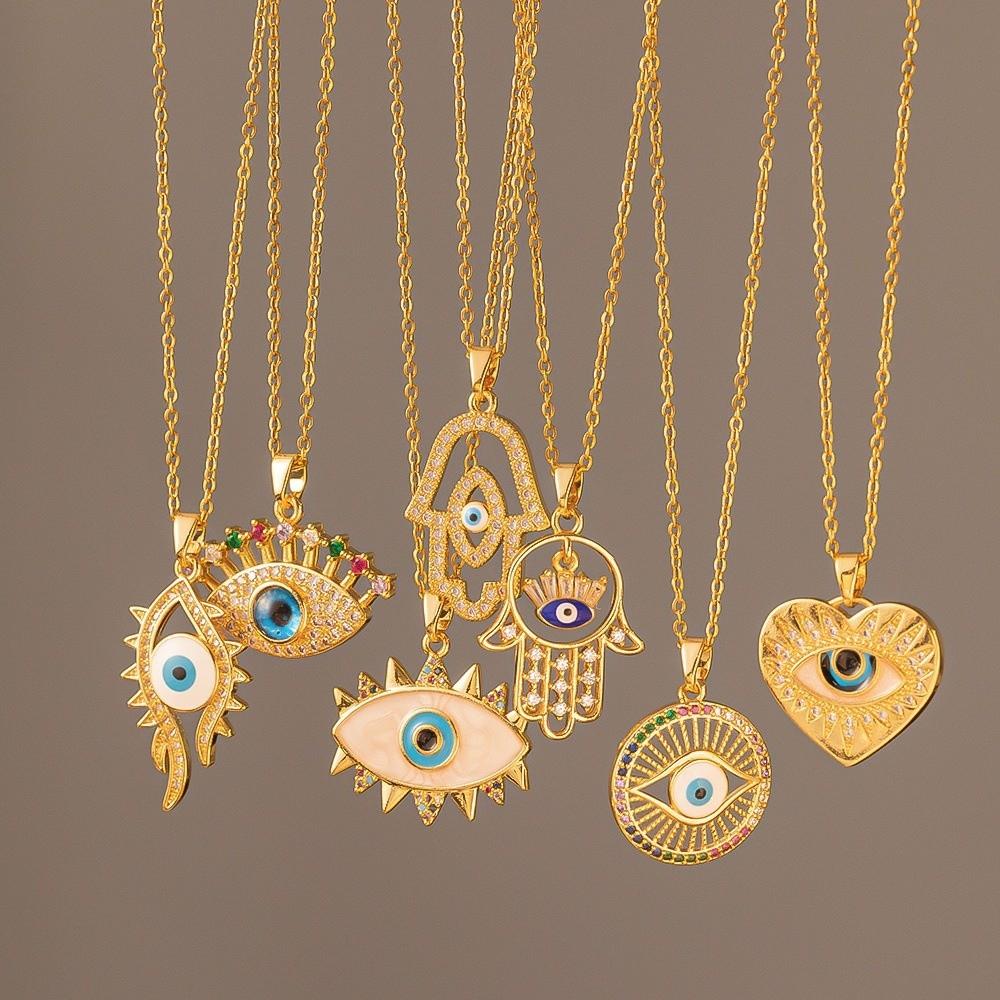 Pleated Devil's Eye Devil's Eye Necklace Pendant Banquet Clothes Neck Chain  Valentine's Day Gift