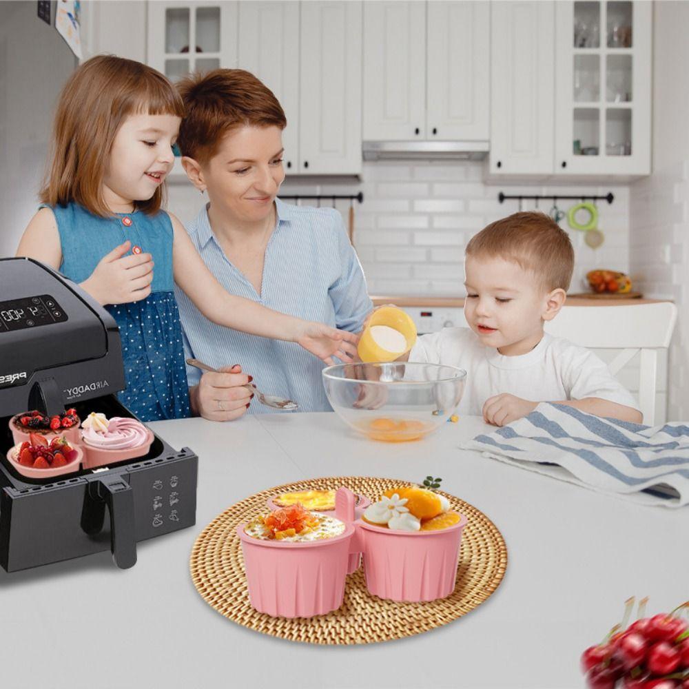 3 Grids Air Fryer Egg Mold Silicone Air Fryer Baking Cup Silicone Muffin Pan  Air Fryer Use