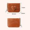 Women Vintage PU Leather Card Holder Cute Heart Shaped Small Wallet Multi-card Key Chain Card Holder Wallet Travel Cash Coin Bag