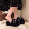 New bag head hair slippers women's cm thick-soled warm hair shoes comfortable home flat-soled hair slippers