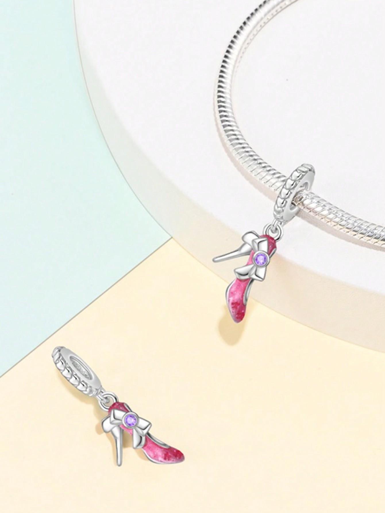 Charm Bead Charms Plata Pink Lipstick Perfume Bead Charm copper Plated Compatible With Charm Bead Charms copper Authentic Bracelets for Jewellery Maki