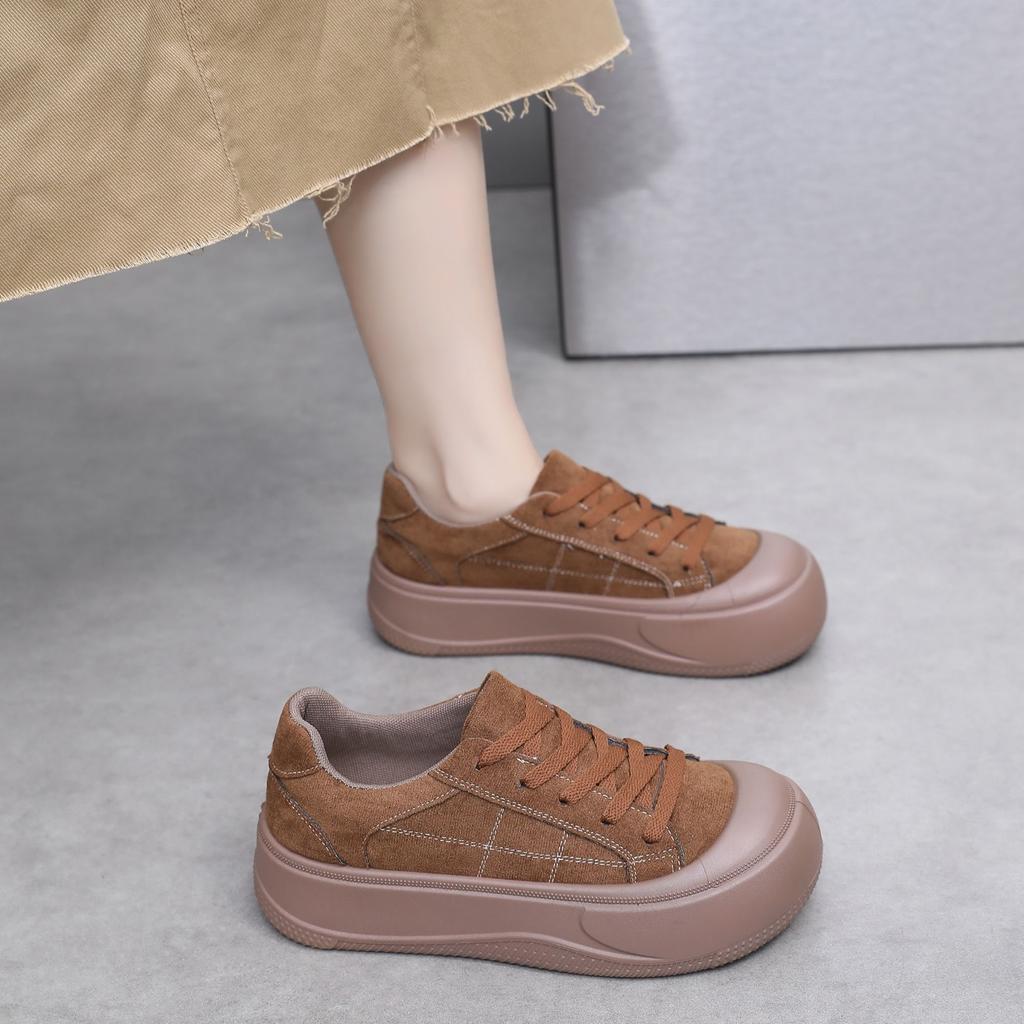Women's Shoes High On Platform Retro Round Toe Ladies Footwear Spring Autumn Vulcanized Shoe Quality Offer New In 2025 Trends 39
