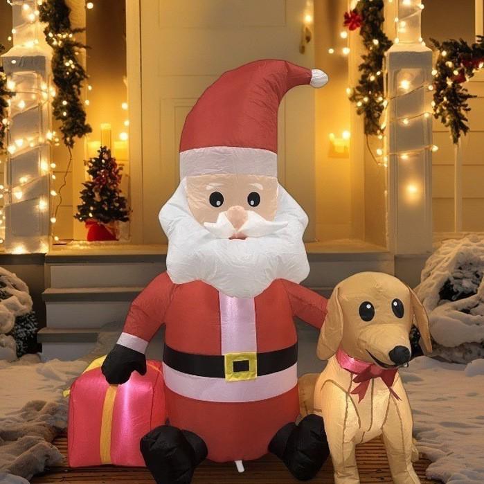 

Luminous Inflatable Santa Puppy Christmas Yard Ornament AU Plug Version